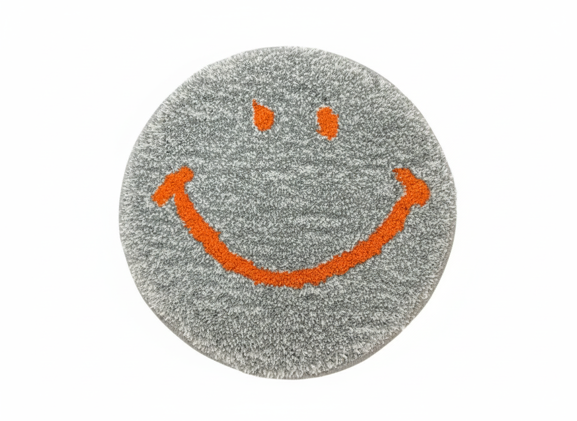 MIYOSHI RUG x SECOND LAB. SMILEY FACE CHAIR RUG（GRAY） – secondlab