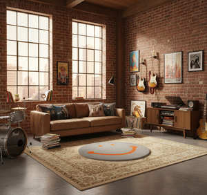 MIYOSHI RUG x SECOND LAB. SMILEY FACE RUG (GRAY)