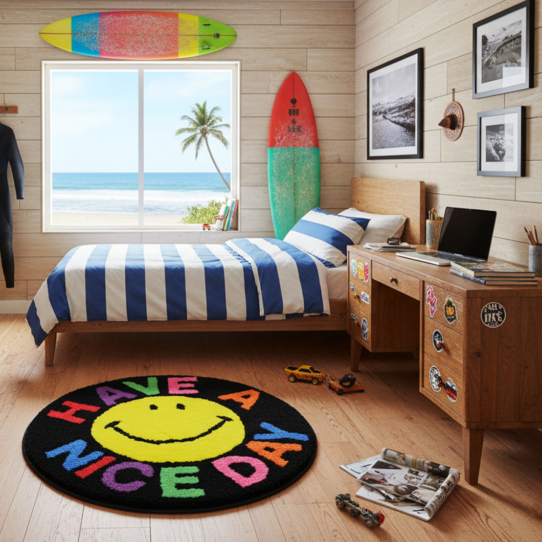 SMILE NICE DAY RUG (black)